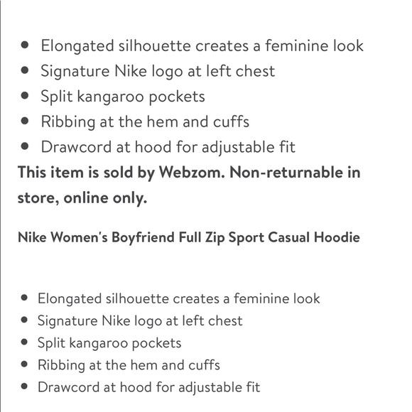 NWOT Nike Women's Boyfriend Full Zip Sport Casual Hoodie - Picture 4 of 6